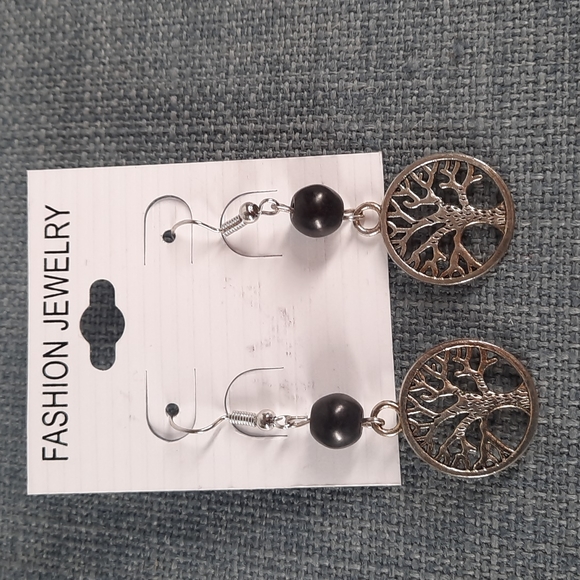 Tree of Life Dangle Semi Precious Stone Earrings Strength Family Unity Growth - Picture 1 of 3